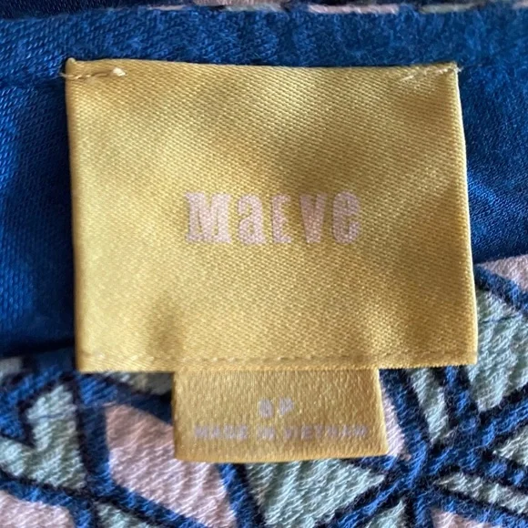 Anthropologie Maeve Blue Green White Geometric V Neck Sleeveless Dress Size 8P - Picture 5 of 10